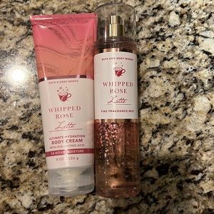 Bath and Bodyworks whipped Rose latte body cream and fragrance mist